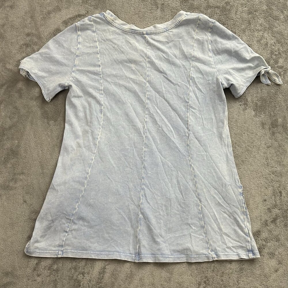 Soft Surroundings Shirt Womens XS Light Blue Lace Design Casual Top Cotton Boho - Picture 13 of 14